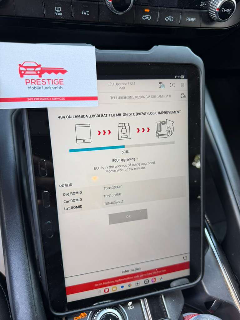 Kia Telluride ECU upgrade and programming service performed by mobile locksmith in Austin TX