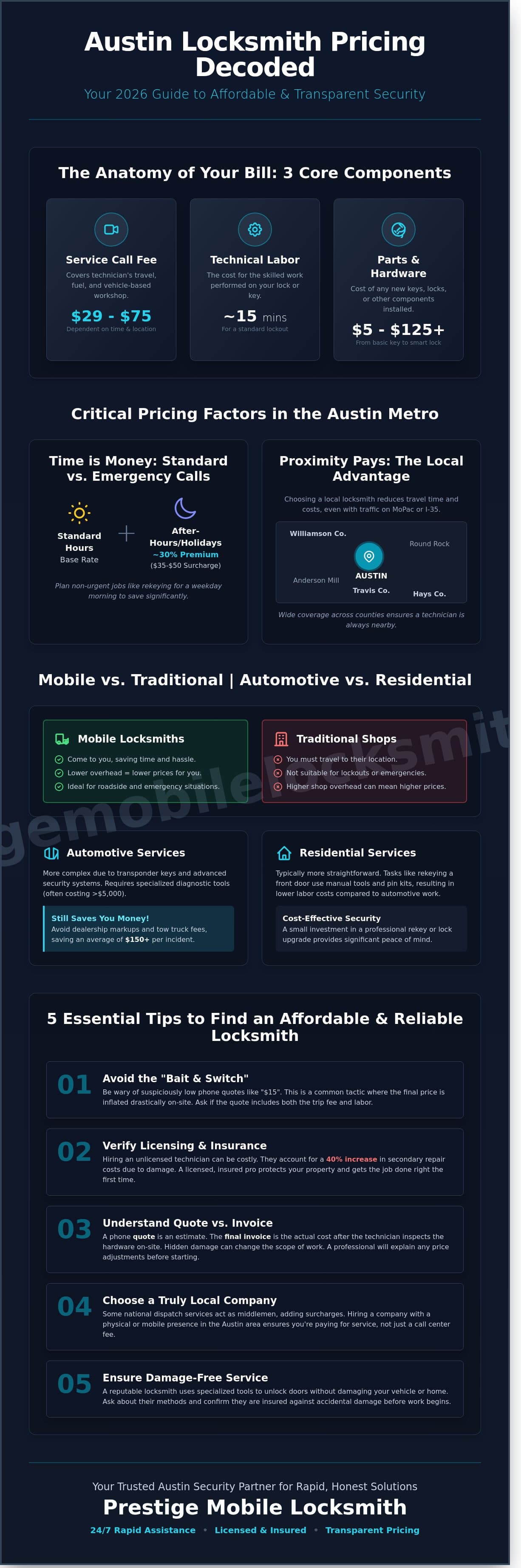 Affordable Locksmith Near Me in Austin: Your 2026 Price & Service Guide infographic