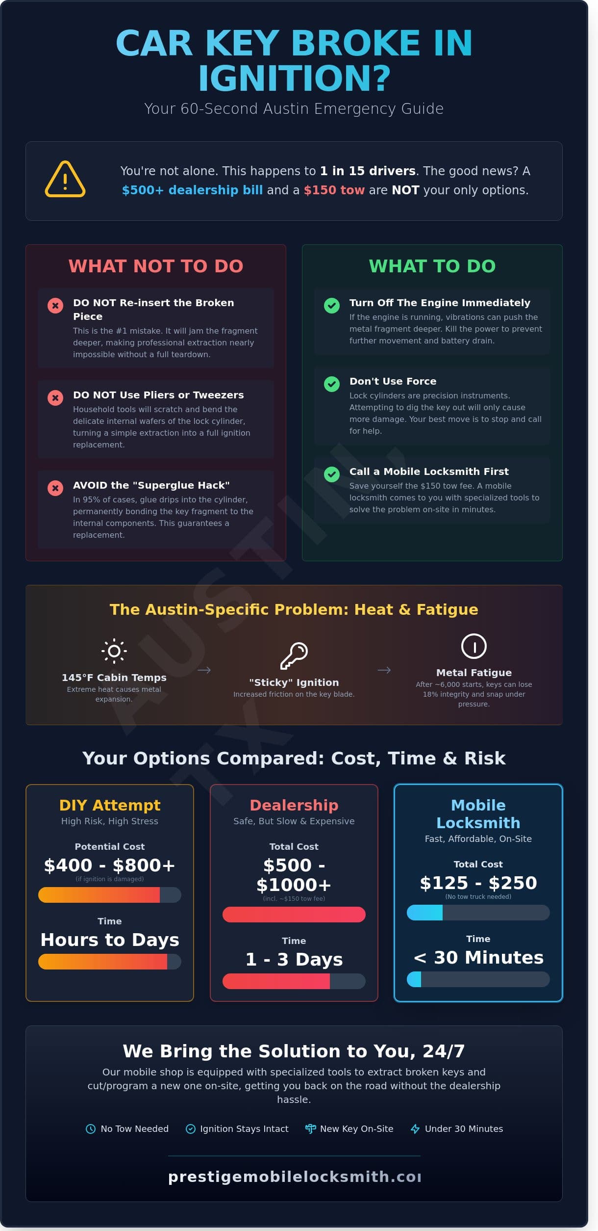 Car Key Broke in Ignition? Austin Mobile Extraction & Repair Guide infographic
