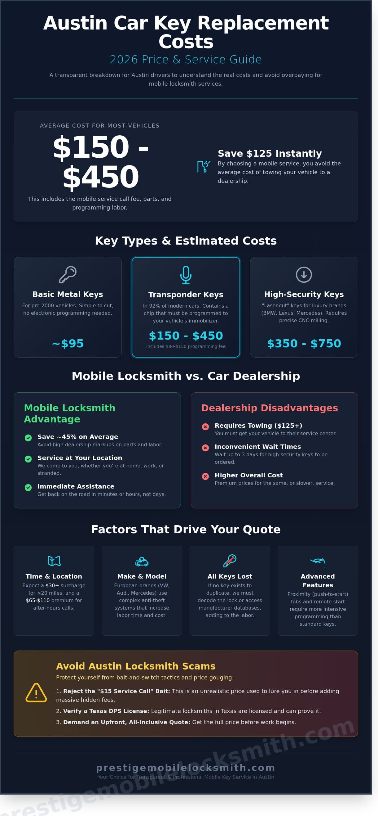Car Key Replacement Cost in Austin: 2026 Pricing & Service Guide infographic
