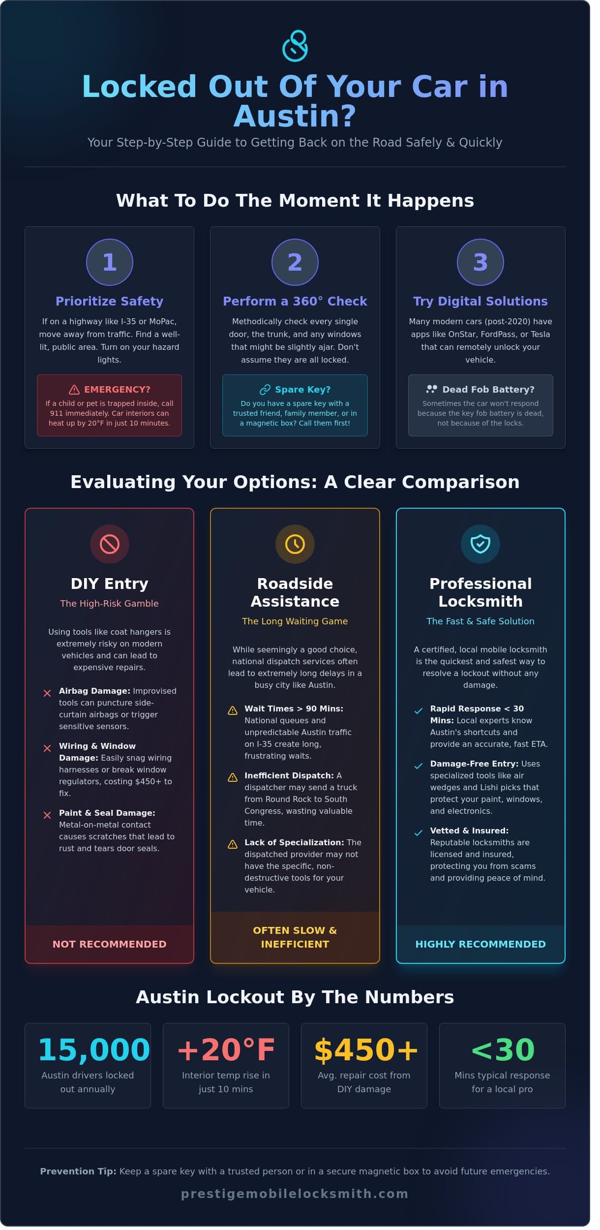 Locked Out of Your Car in Austin, TX? Here’s How to Get Back in Fast (2026) infographic